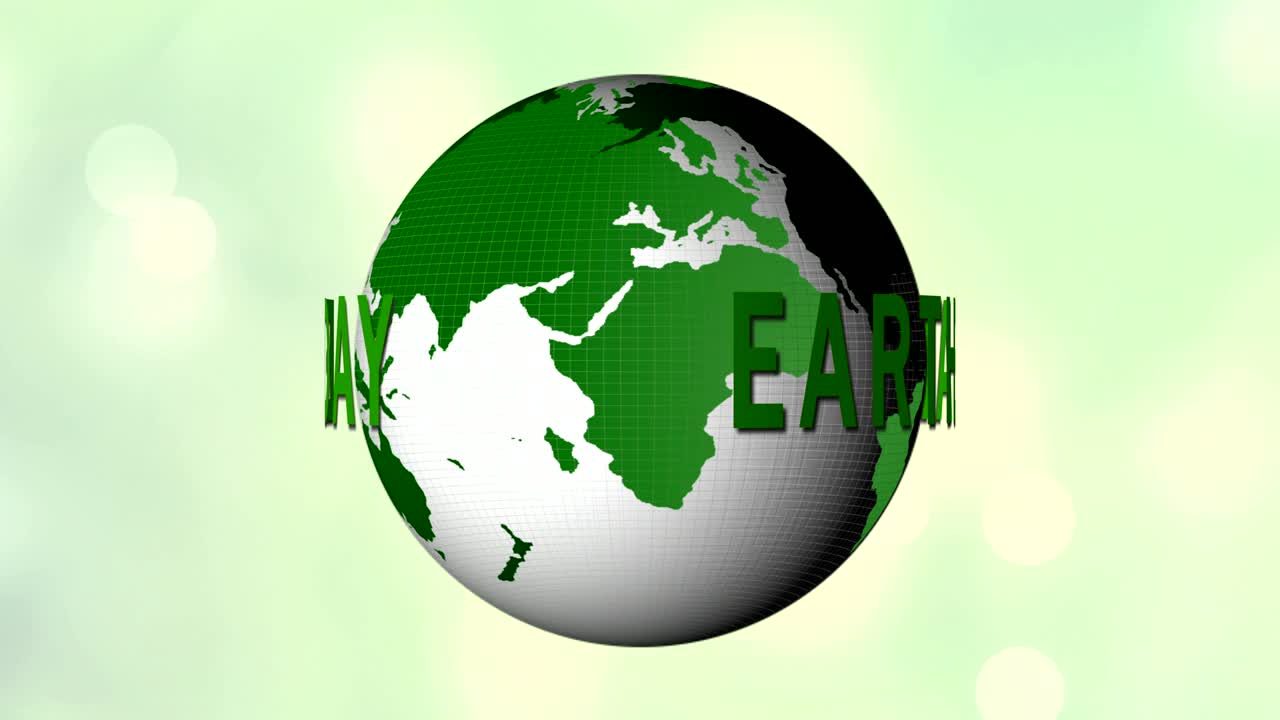день земли. планета земля в движении. карта мира на светло-зеленом фоне. 4k видео