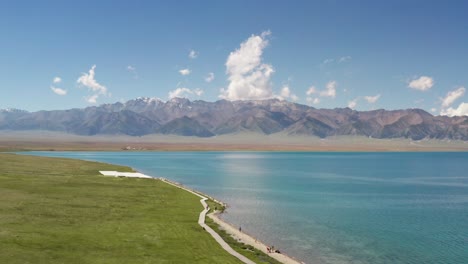 lake and grassland with a sunny day.