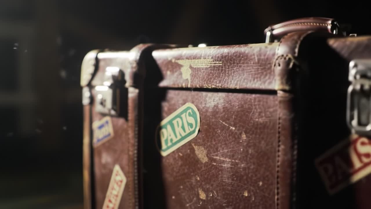 A Vintage Suitcase with Travel Stickers from Paris: Capturing the Essence of Adventure and Nostalgia in a Timeless Moment