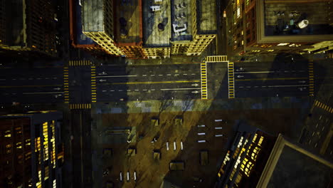 city streets viewed from above during a quiet nighttime