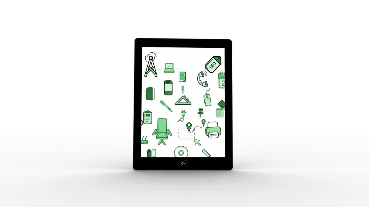 Tablet zooming out with icons