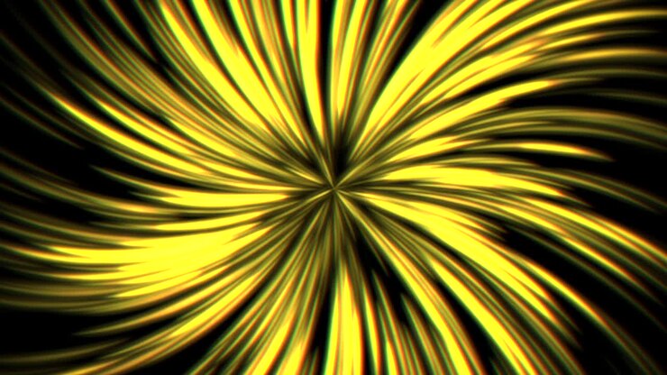 Abstract yellow rays and lines in 80s style