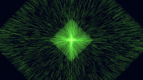 dynamic green beam of light surrounded by swirling patterns