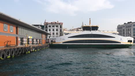 Ferry docked at a pier in Istanbul, Turkey