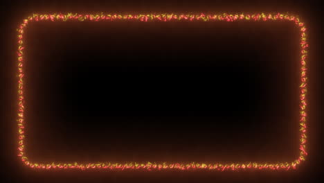 Ein-Rechteckiger-Rahmenrand-Aus-Roten-Und-Gelben-Feuerflammen,-Leuchtende,-Fließende-Animation