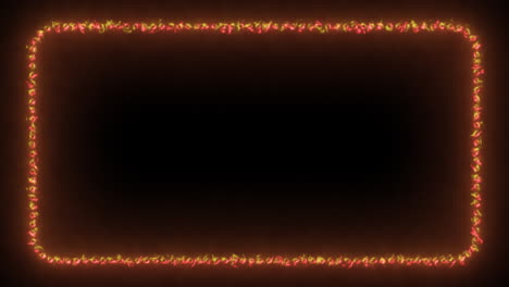 a rectangle frame border made of red and yellow fire flames, glowing flowing animation