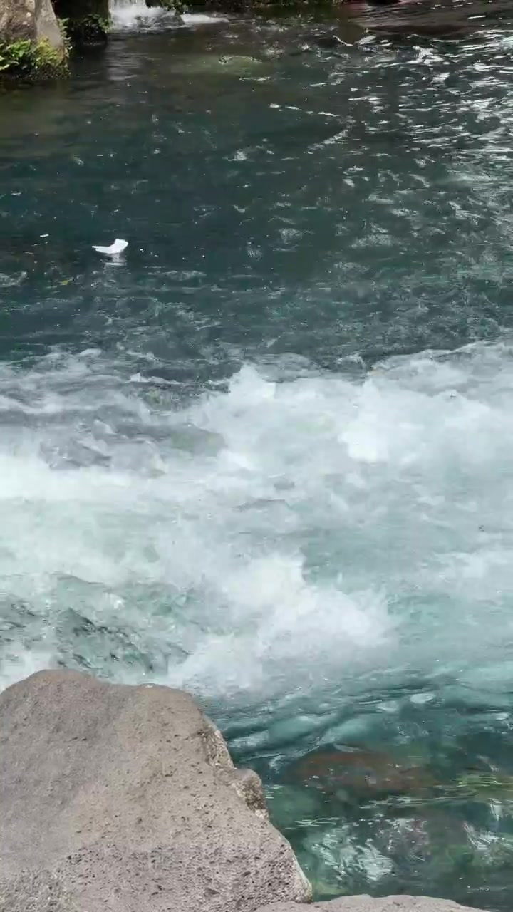 Acqua turbolenta che scorre sulle rocce in un ruscello naturale