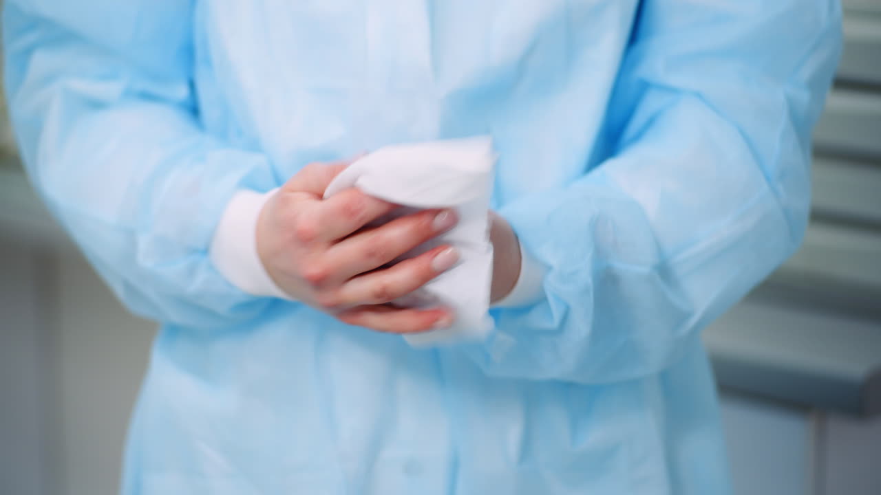 desinfección quirúrgica de manos mujer desinfectando manos en la clínica de atención médica