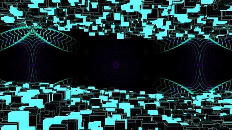 Animation of green mesh and network of connections on black background