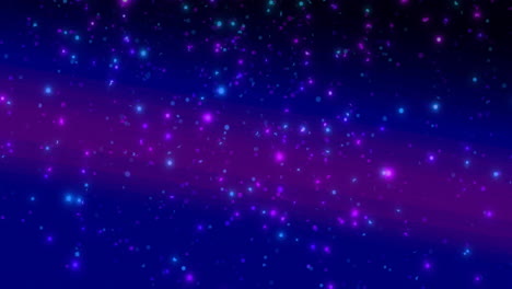 animation of glowing light trials with spots of lights and copy space on blue background