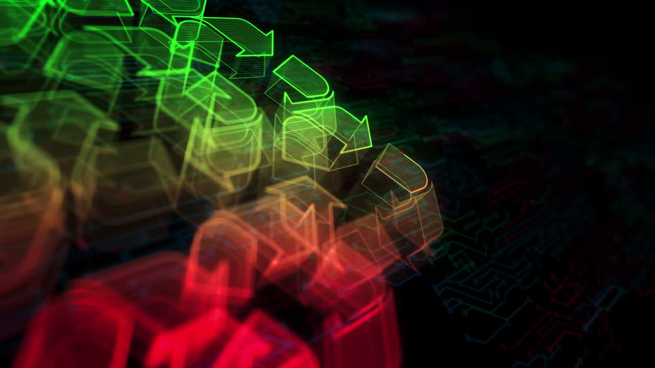 Recycling electronic waste data and sustainable industry symbol cyber loop concept