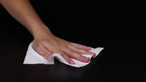 a hand cleaning a surface with a cloth