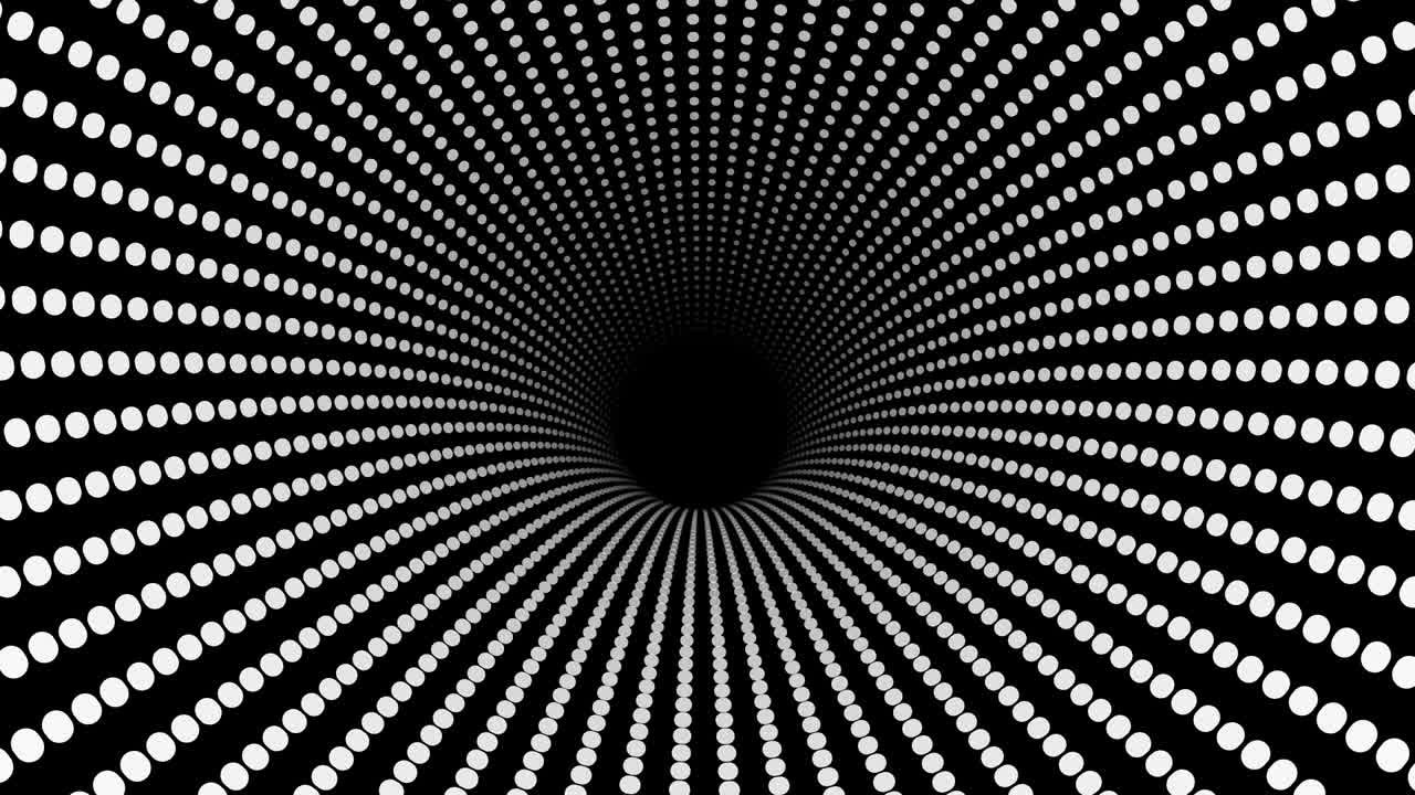Sort og hvid abstrakt hypnotisk tunnel. Optisk illusion, sømløs loop. 4K.