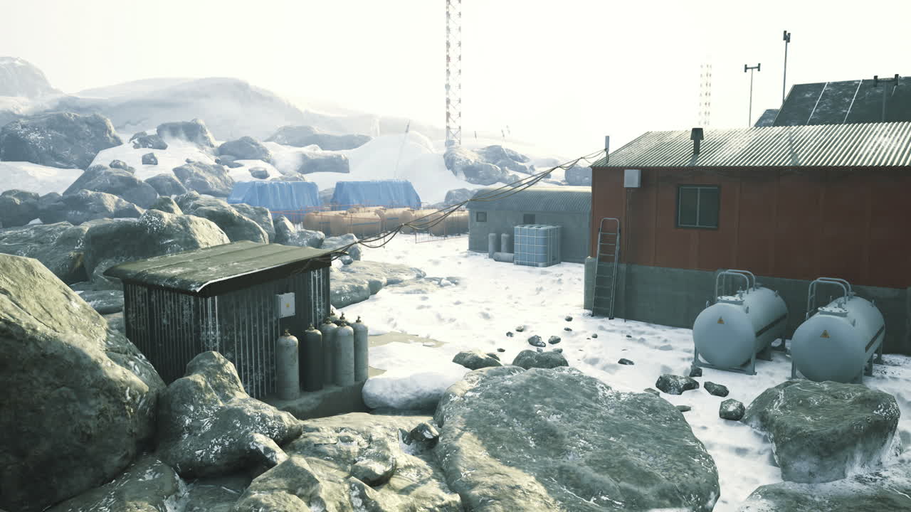 눈이 많은 환경과 거친 지형의 외 연구 시설