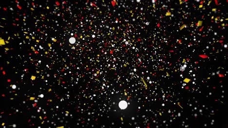 animation of confetti and dots falling on black background