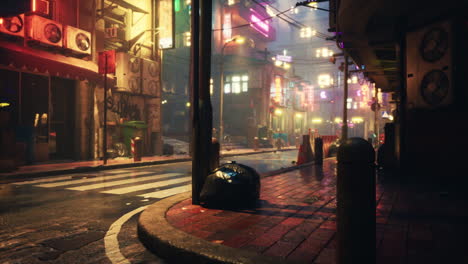 cyberpunk city street at night