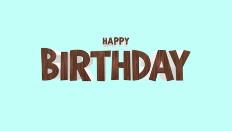 feliz cumpleaños elegante en marrón sobre un fondo azul claro
