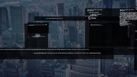 animación del procesamiento de datos sobre el paisaje urbano