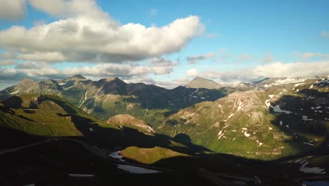 landscape aerial view over the alpine road grossglockner hochalpenstrasse, through austrian mountains