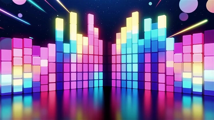 Futuristic Rainbow Neon Music Equalizer Visualizer Background