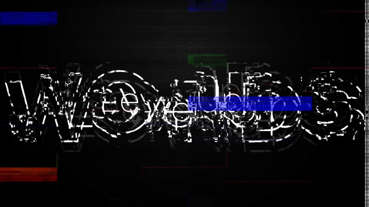 animación de texto de nivel y interferencia en fondo negro.