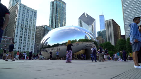 low angle of the chicago bean during sunset