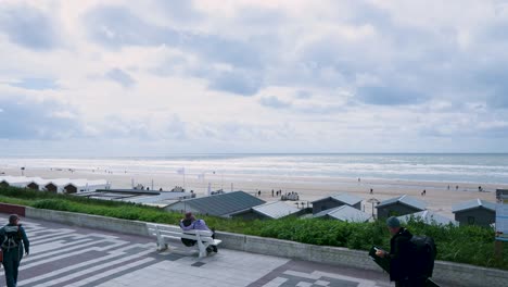 beach scene with people enjoying the view