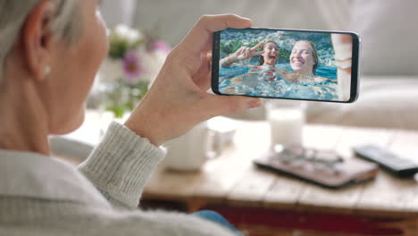 wave, phone and woman on video call communication