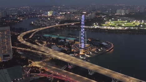 volante de singapur en la noche