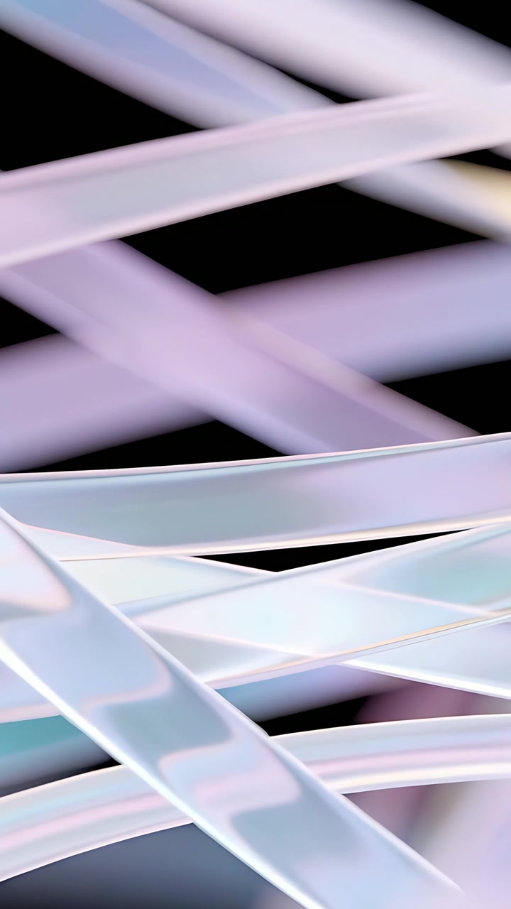 Vertical video: Playback starting, pastel ribbons sliding across black void to form woven pattern
