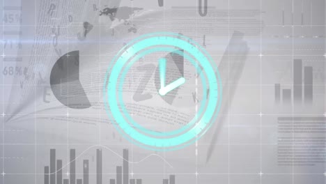 animación del procesamiento de datos en movimiento de reloj