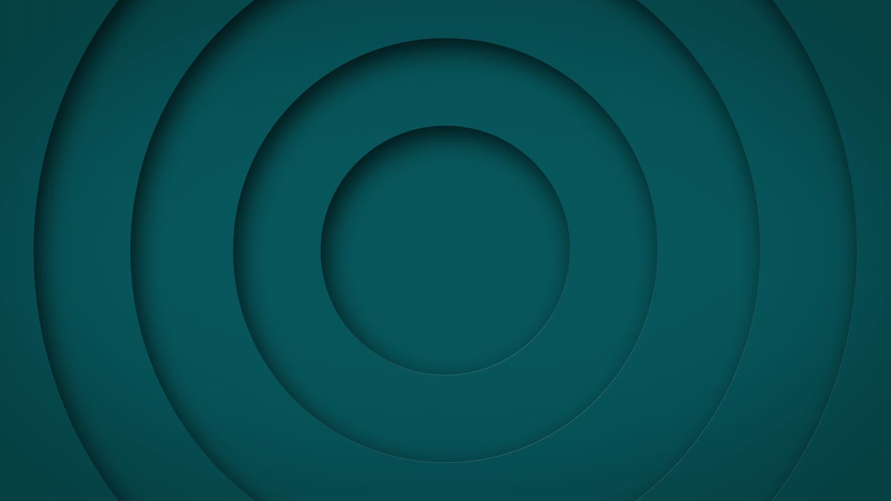 Yer değiştirme etkisiyle dairelerin soyut logo tanıtım deseni, turkuaz temiz halkalar animasyonu, iş sunumu için soyut arka plan, kesintisiz döngü, 4k render.