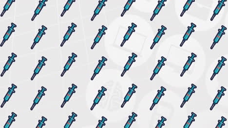 animación de iconos de vacunas sobre iconos médicos