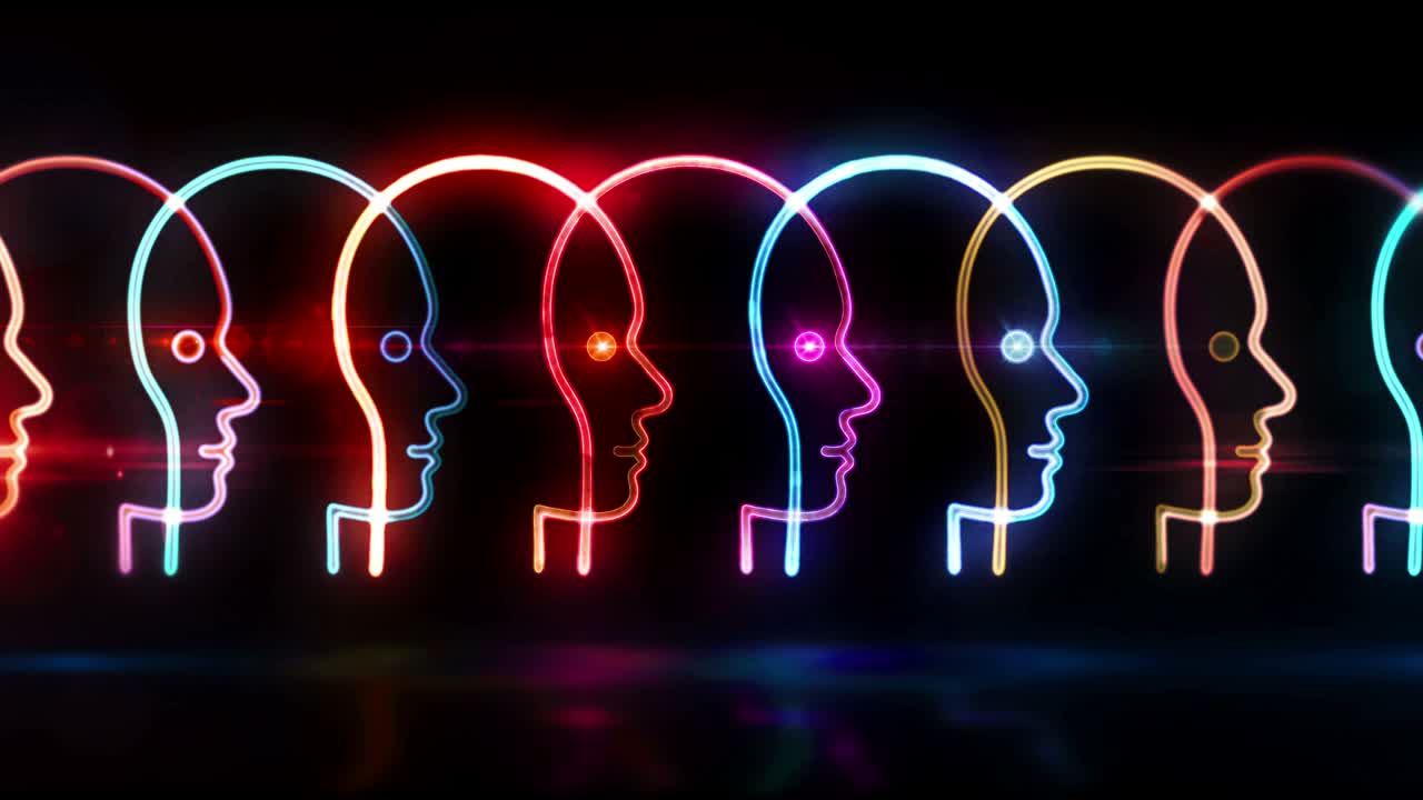 Simbolo al neon di punteggio e valutazione sociale, animazione astratta in loop.