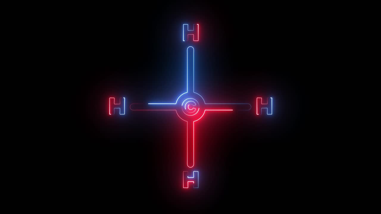 Methane Molecule in Neon Style
