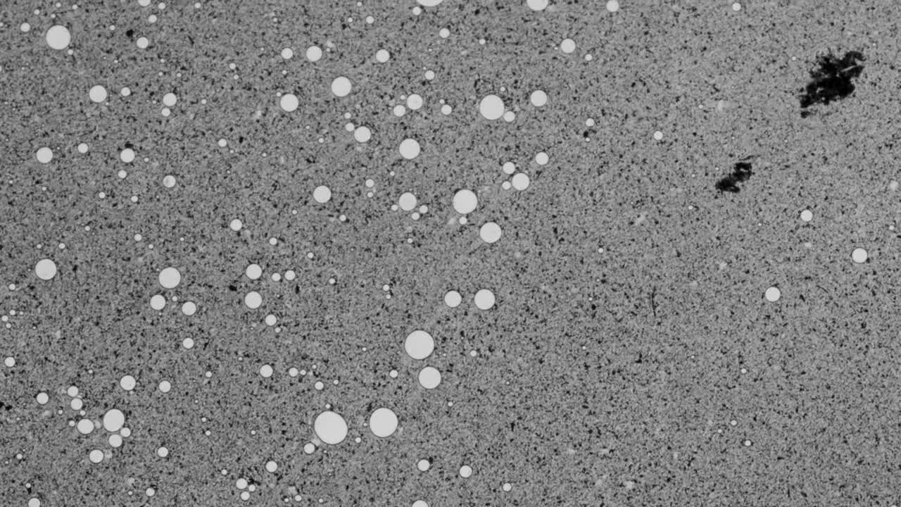 líquido negro forma pequeñas burbujas blancas