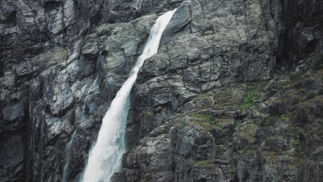 Slow-motion-tracking-shot-of-Kjenndalsbreen-glacier-waterfall,-Norway