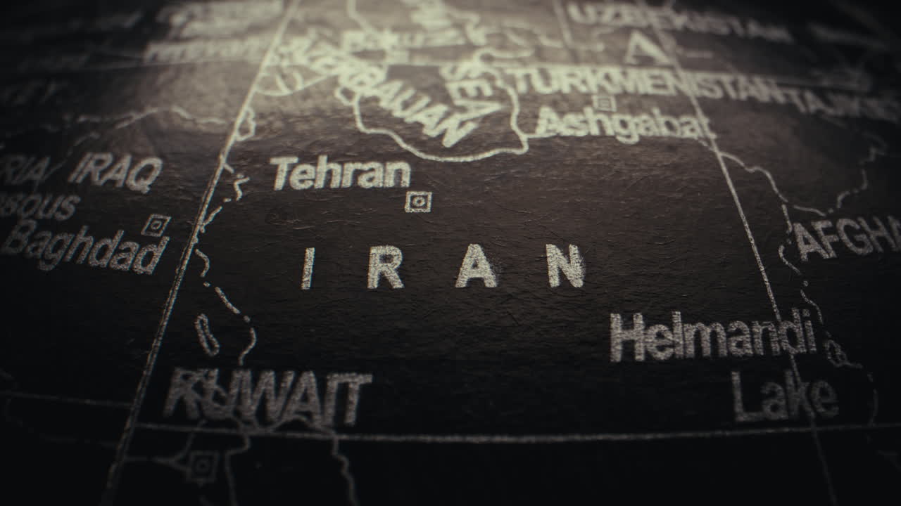 Close-up of a World Globe Focusing on Iran