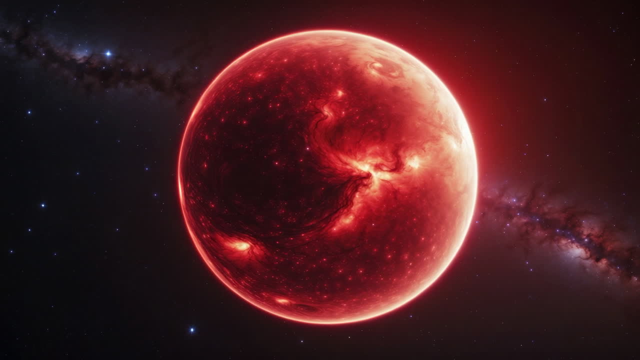 Red Cosmic Planet in Deep Space
