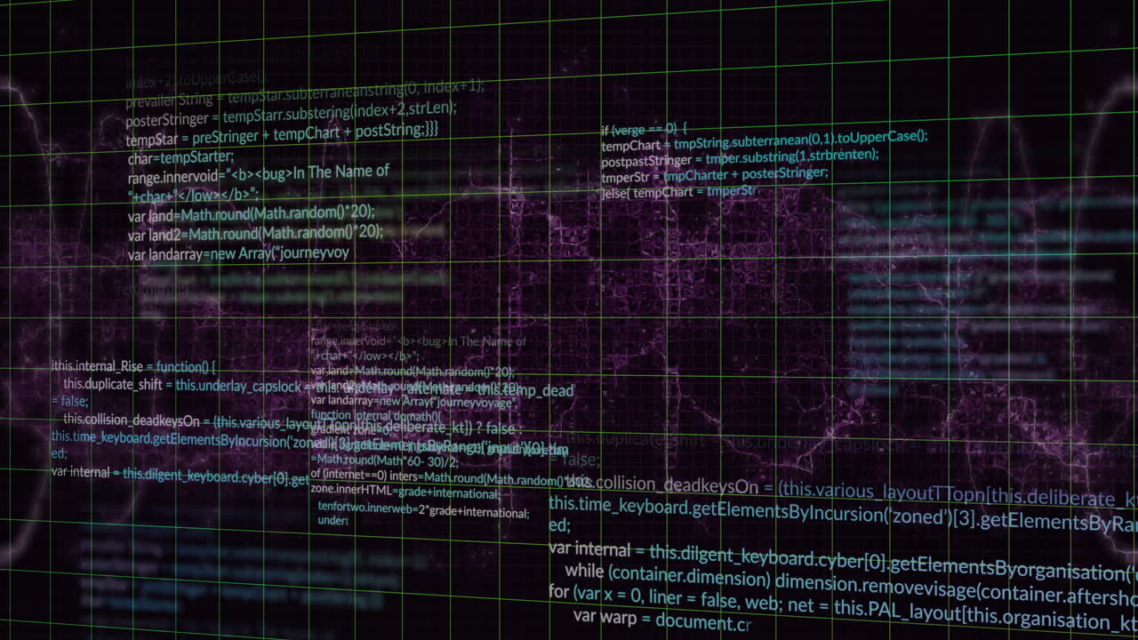 Animation of data processing over dark background