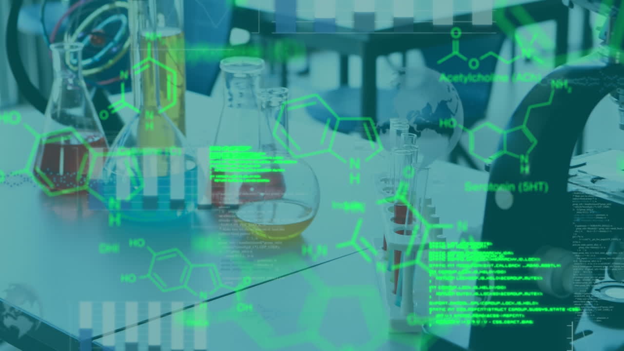 데이터 처리 및 화학 공식의 애니메이션
