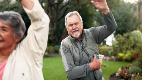 senior man experiencing chest pain in garden