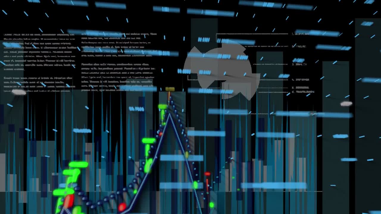 검은색 배경 위의 데이터 처리 애니메이션