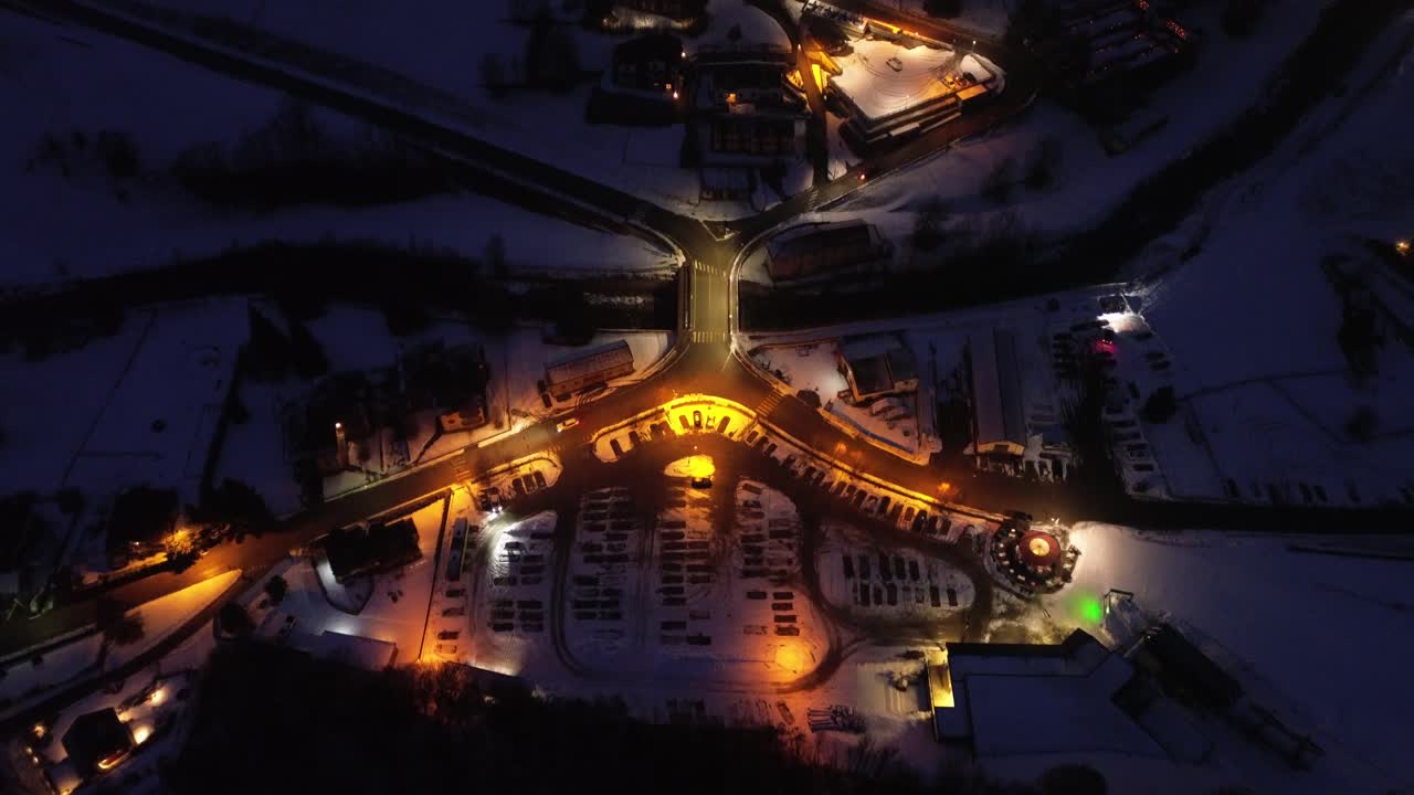 The roads are magical, but seen by a drone over the mountain with illuminated lights show the beauty of the Olympic site in Italy Cortina 2026. Snow place