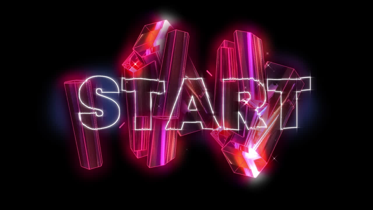 Animation vintage video game screen with word start written