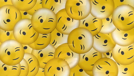 animation of falling emojis over woman in hijab using smartphone