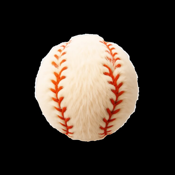 Animazione di una palla da baseball pelosa come asset isolato, video 4K trasparente, canale alfa, ProRes 4444.