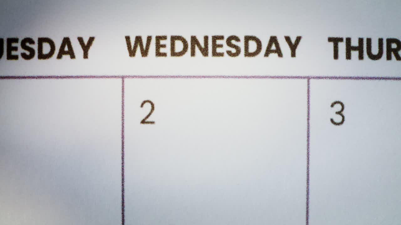 Marking Wednesday, 2nd On Calendar