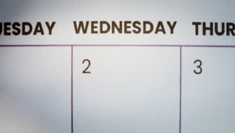 marking wednesday, 2nd on calendar