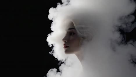 Ethereal Woman Portrait with Smoke